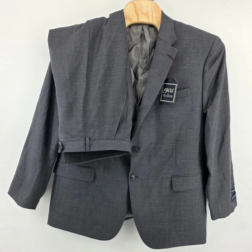 Jos a bank 1905 suit tailored fit blue 100% wool mens 48R blazer 40x37 pants new